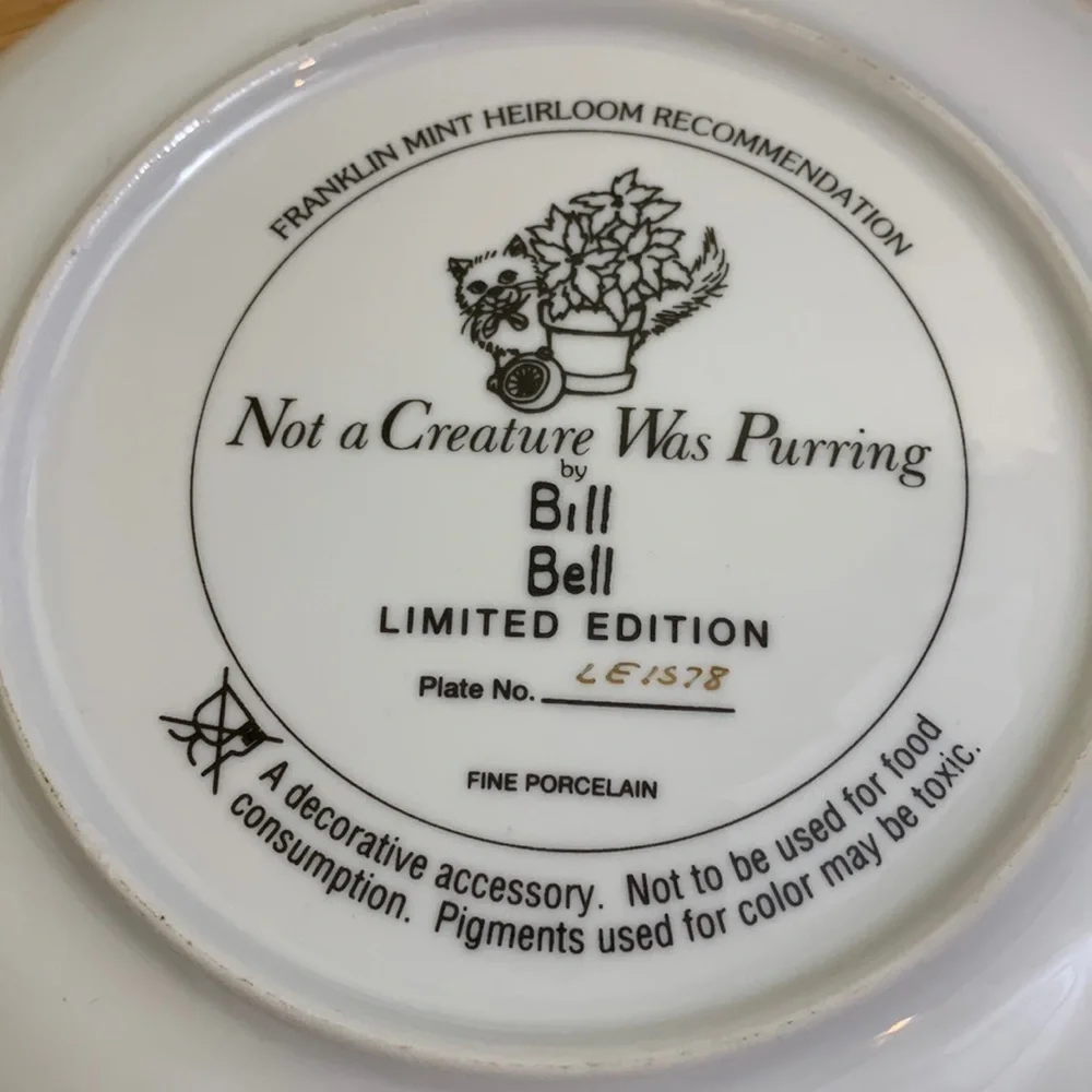 Franklin Mint | Not A Creature Was Purring LE Porcelain LE1578 24k Trim Plate